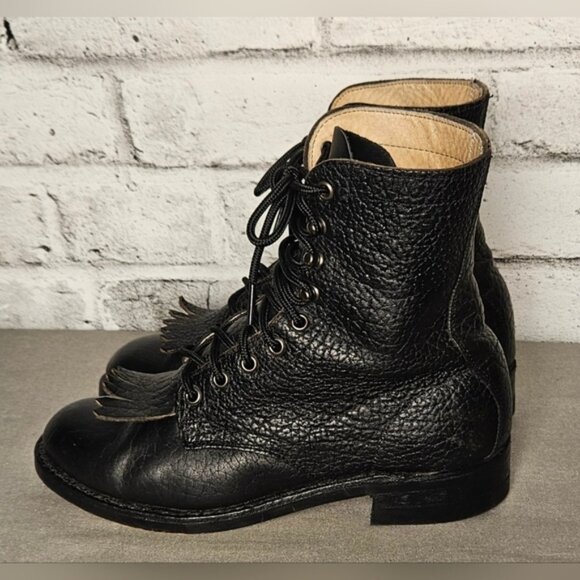 Vintage Brahma Canada West Black Leather Work Boots Lace-to-Toe Size 6 - Picture 3 of 12